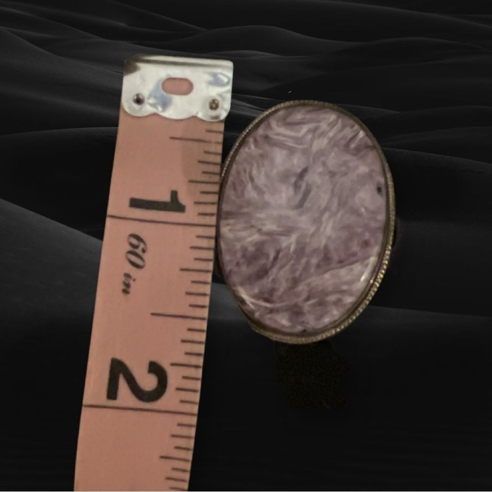 Vintage Charoite Purple and Silver Ring in Stamped 925 SS setting. - Picture 8 of 9